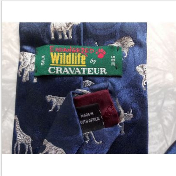 Endangered Wildlife African Safari Animal Silk Tie - Picture 2 of 4